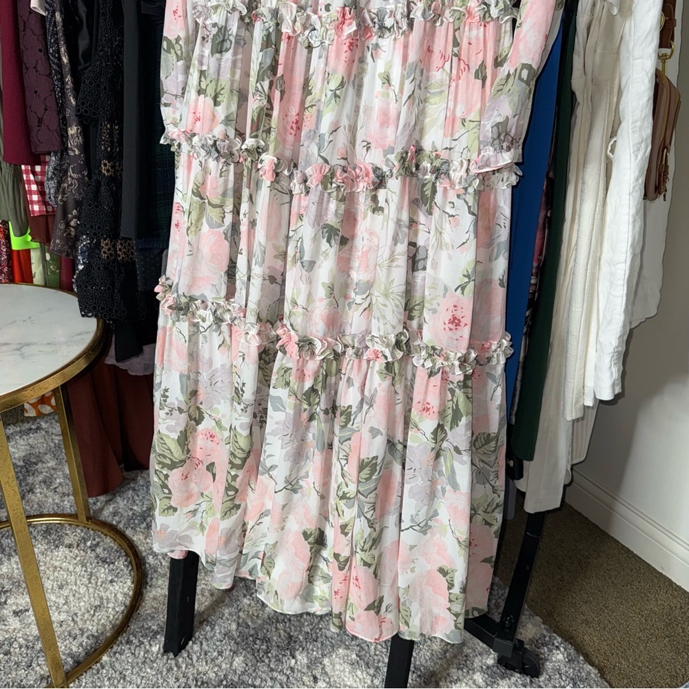 Needle & Thread Rose Powder Chiffon Tiered Romantic Whimsical Gown in Moonshine - Picture 15 of 15